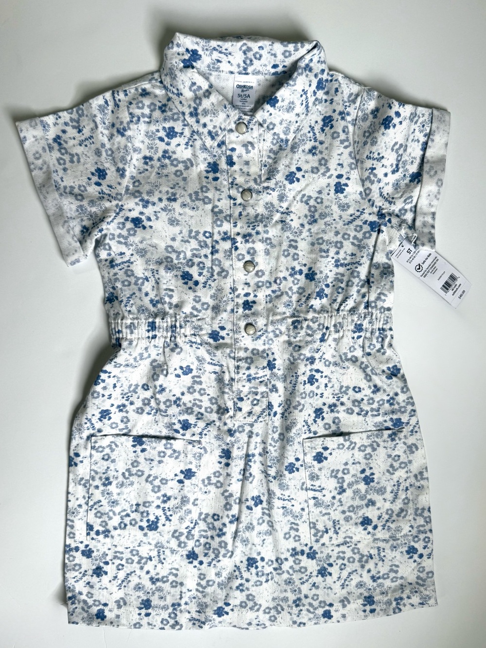 OshKosh B'gosh White Dress with Blue Floral Print